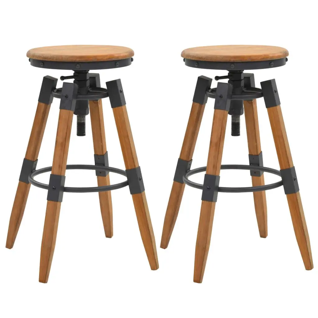 Bar Stools Set 2 Solid Fir Wood Counter Height Stools