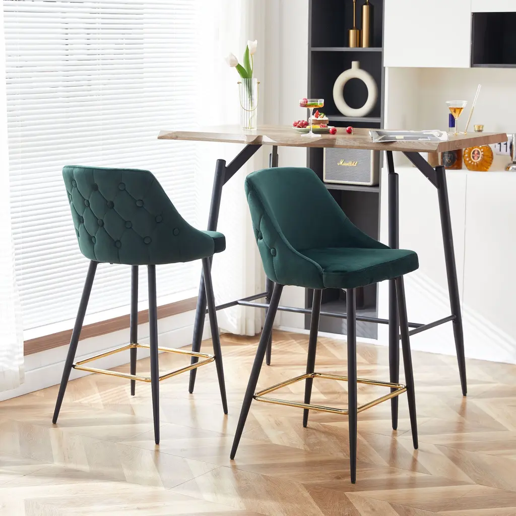 Green Velvet Swivel Bar Chair Bar Stool And Metal Modern High Bar Furniture bn smart home w1164