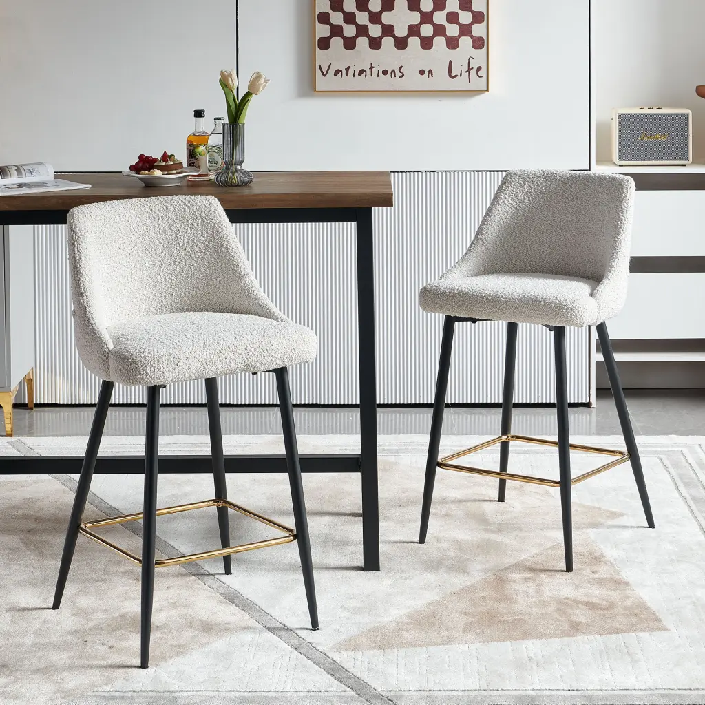Beige Swivel Bar Chair Metal Modern High Bar Stool Home Decor bn smart home w1516