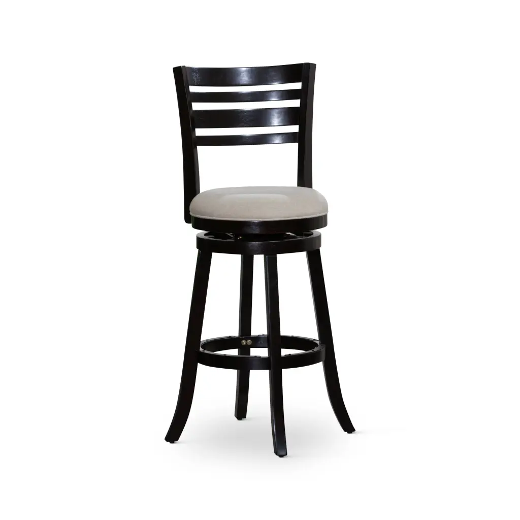 30'' Bar Height Slat Back Swivel Stool Espresso Finish Beige Material Seat dty home
