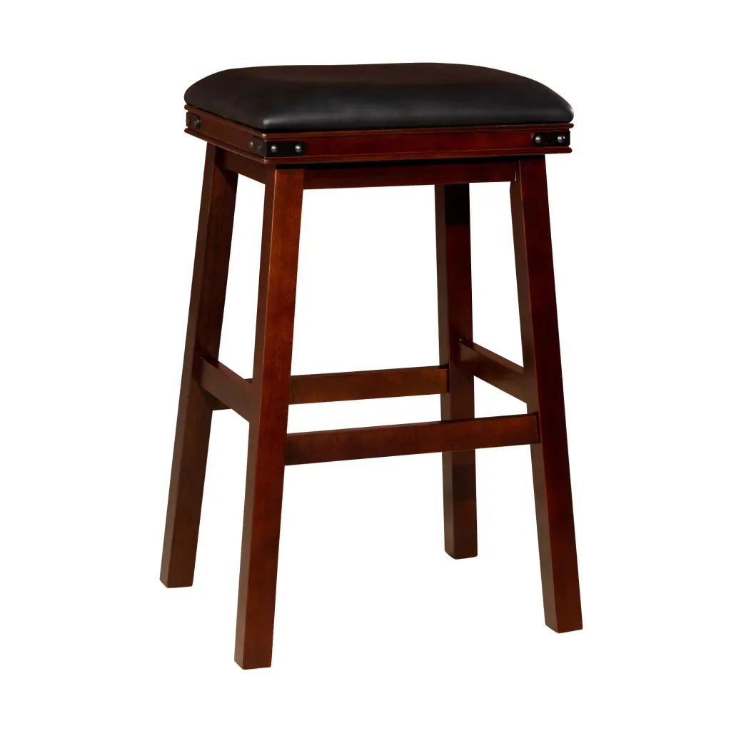 30 Bar Stool Espresso Finish Black Hide Seat Bonded Leather dty home