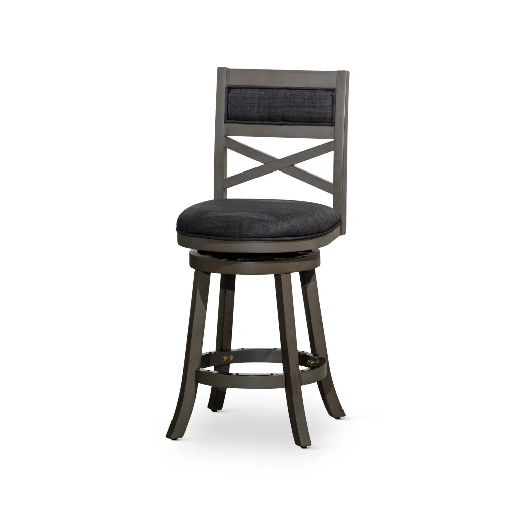 30 Inch Bar Height X Back Swivel Stool Weathered Gray Finish Kitchen dty home