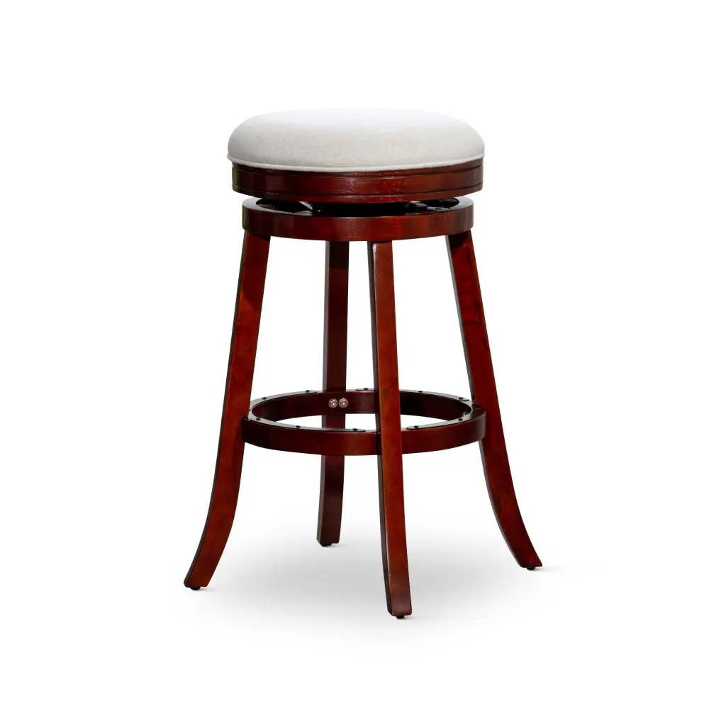 30 Inch Bar Stool Cherry Finish and Beige Material Seat dty home