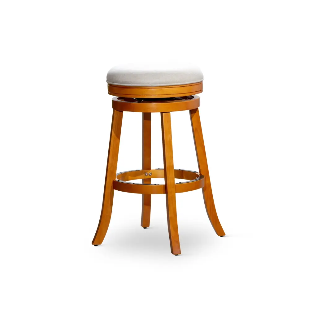 30 Inch Bar Stool Natural Finish Beige Seat Counter Height Stool dty home