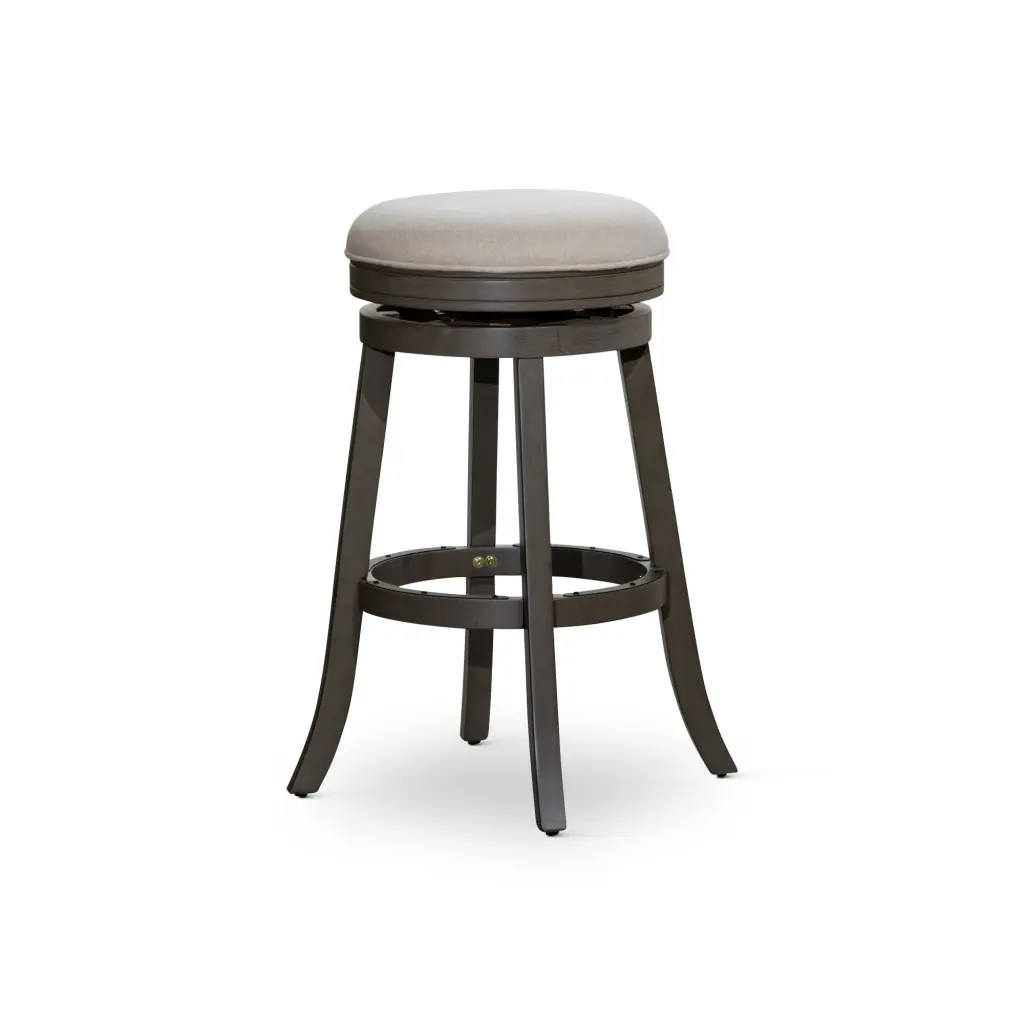 30 Inch Bar Stool Weathered Gray Finish Beige Seat Gray Material dty home
