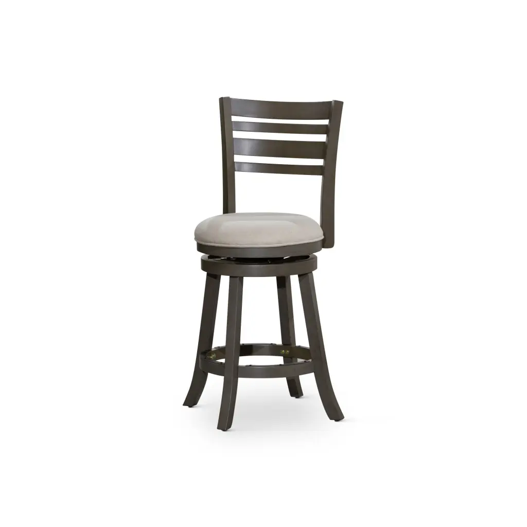 24 Inch Counter Height Slat Back Swivel Stool - Weathered Gray Finish Beige Seat dty home
