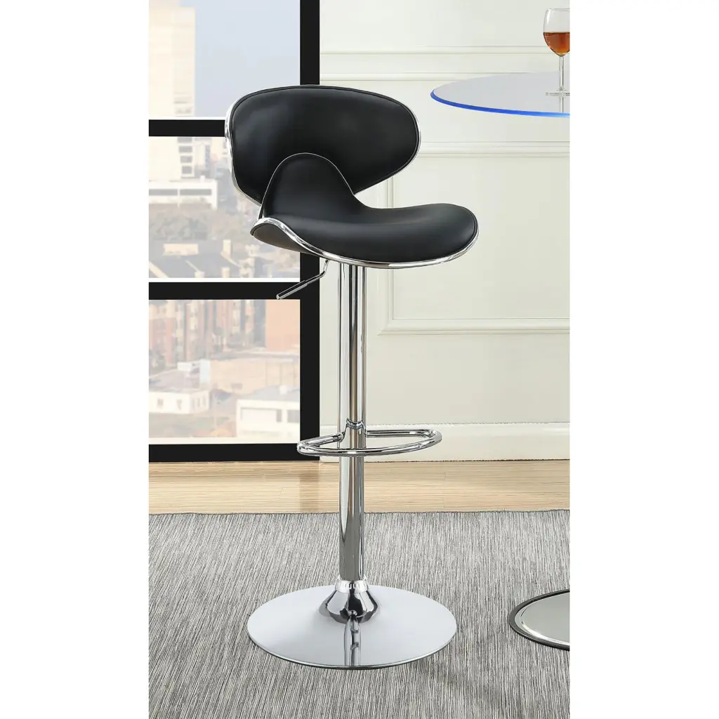 Black And Chrome Customizable Bar Stool Set 2 Solid Black furniture max