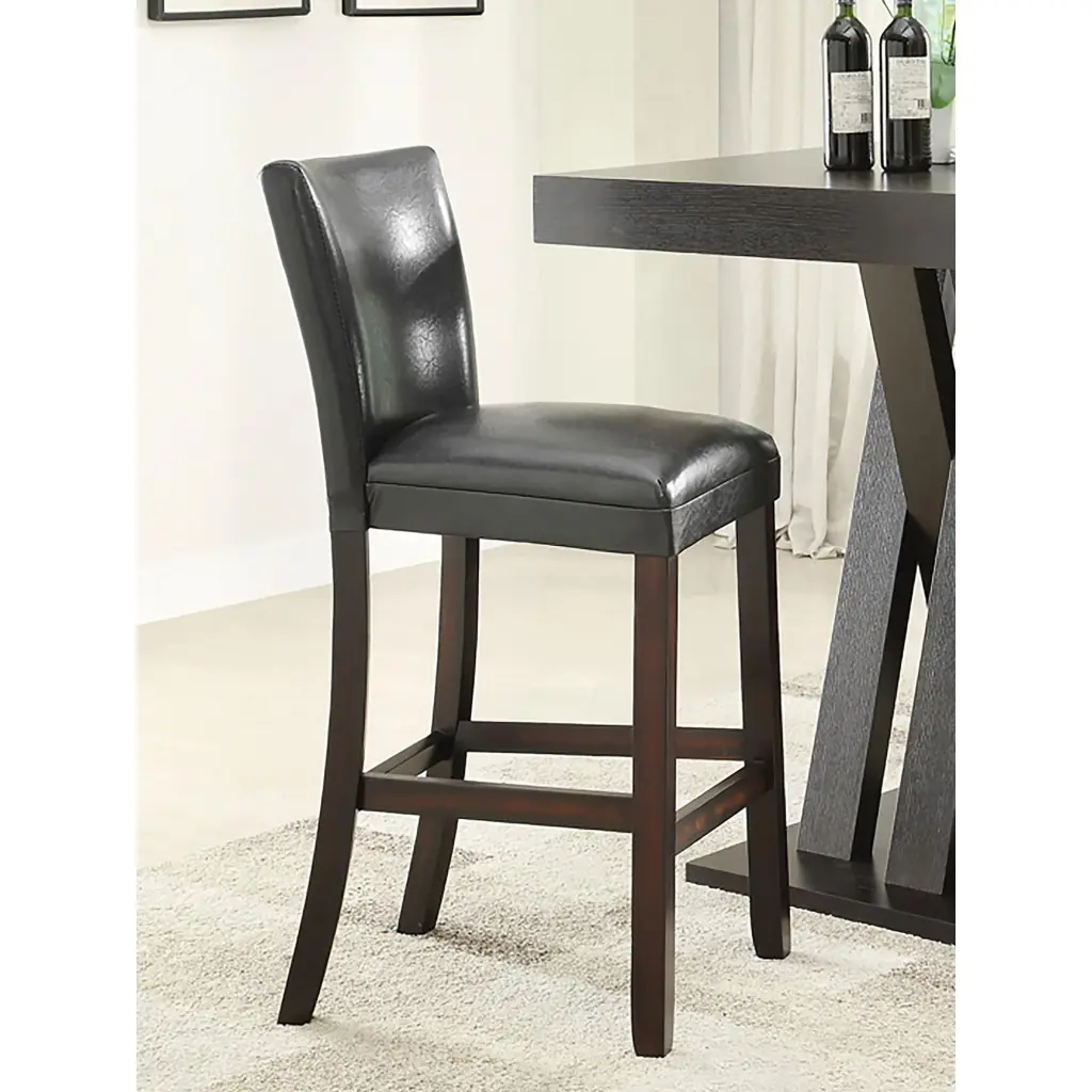 Cappuccino and Black Bar Height Stool Set 2 Solid Black Brown Dining Stools furniture max
