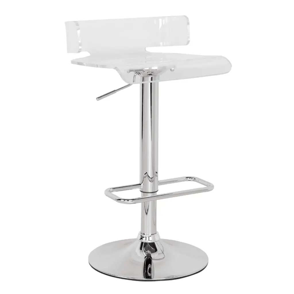 Clear and Chrome Swivel Stool Customizable Height furniture max