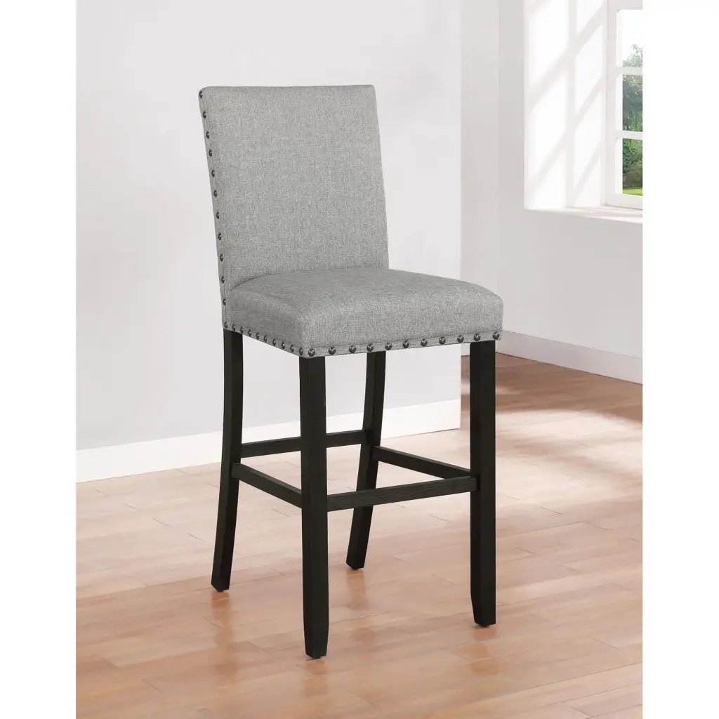 Grey and Antique Noir Solid Back Bar Stool Set 2 Grey Brown furniture max