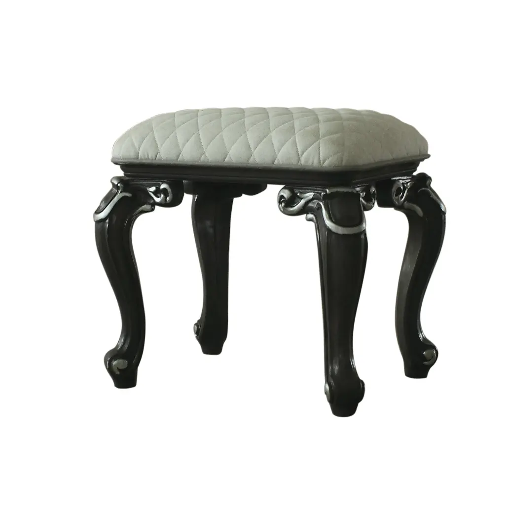 Grey And Charcoal Stool Scrolled Legs Rectangular Seat furniture max