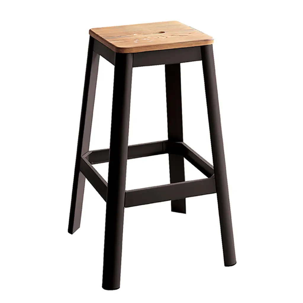 Natural and Black Armless Bar Stool Crossbar Assistance Kitchen or Bar furniture max