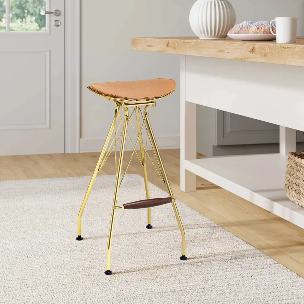 Whiskey And Gold Backless Bar Stools Set 2 Orange Bedroom Modern furniture max