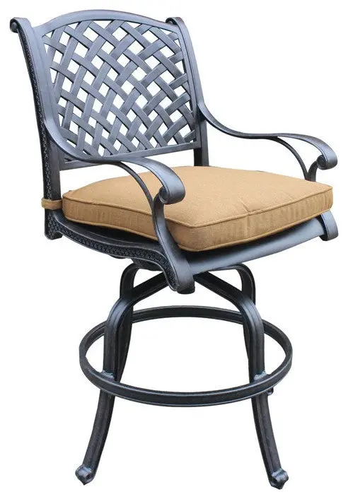 Bar Stool Brown Set 2 Antique Brown Polyester Light Metal Frame gathercraft