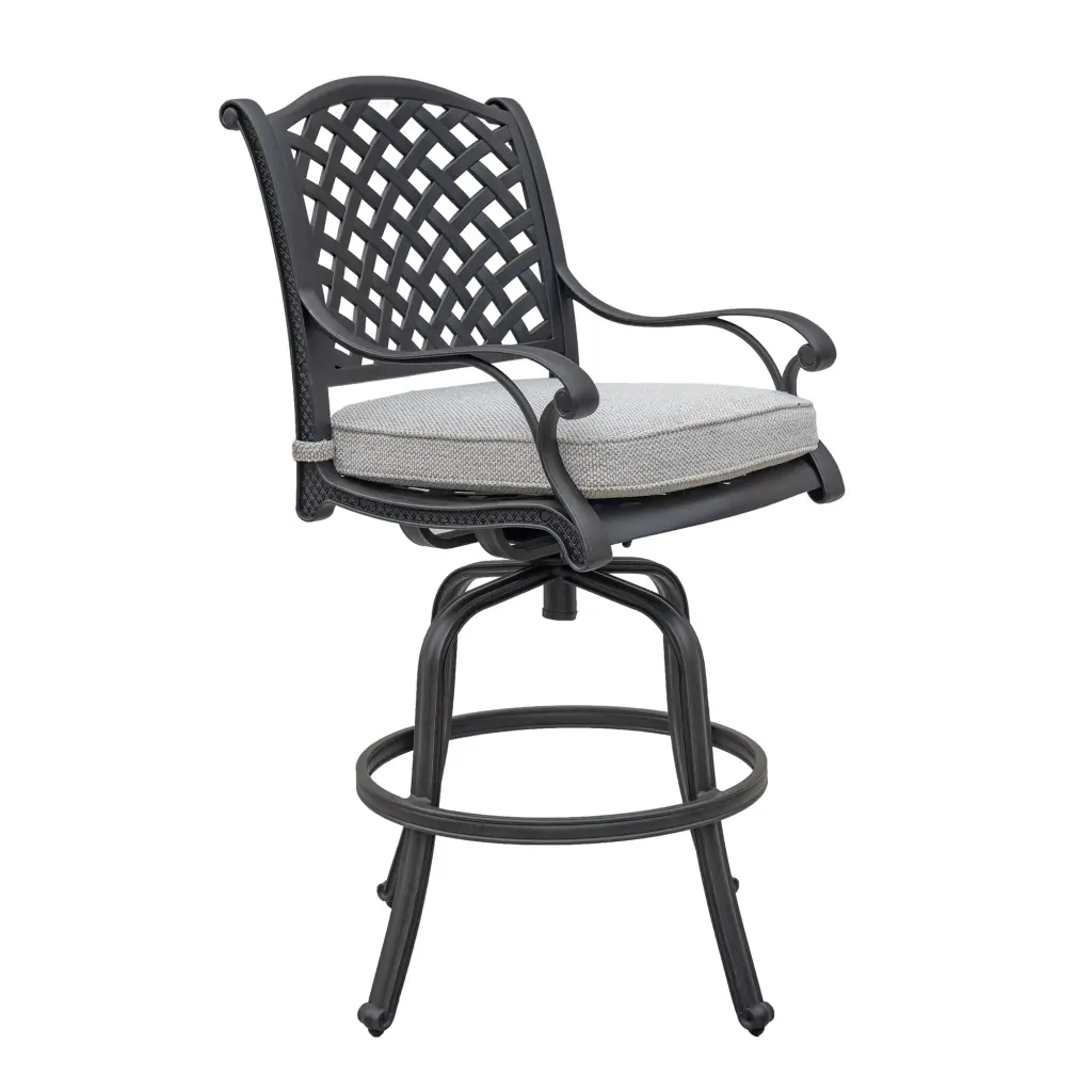 Luxury Outdoor Light Metal Bar Stools Olefin Cushions Set 2 gathercraft
