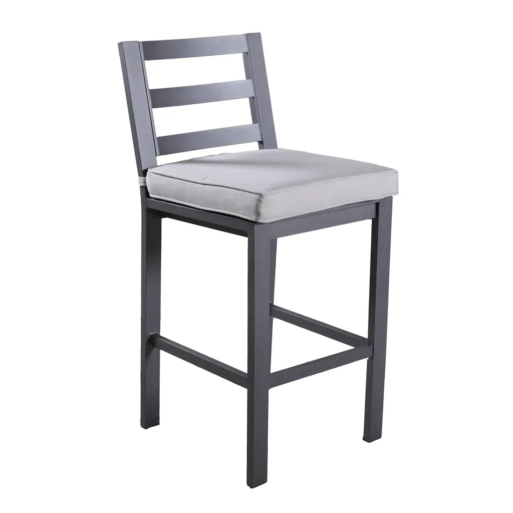 Set 2 Outdoor Armless Barstools Cushion Pewter Aluminum Patio gathercraft