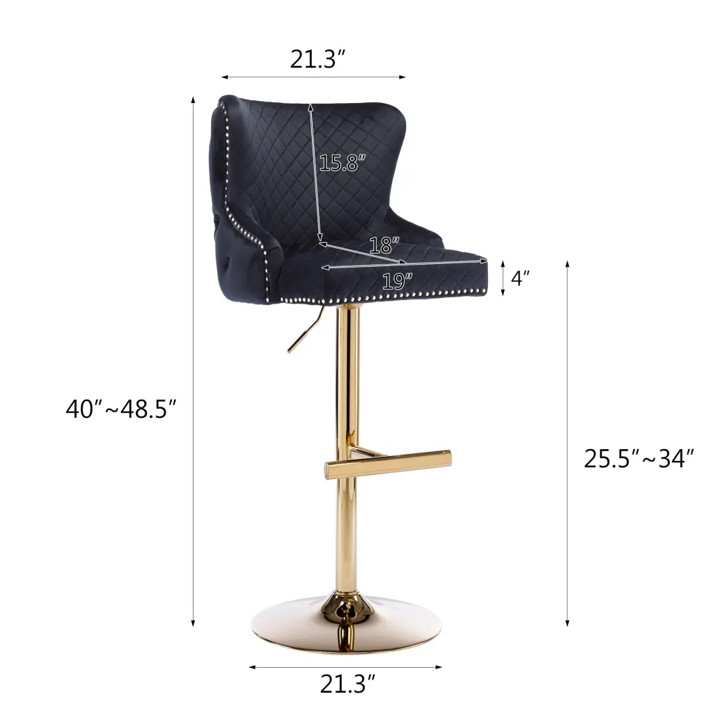 Hengming Velvet Bar Chair Stool One Piece Set Customizable Height hengming store