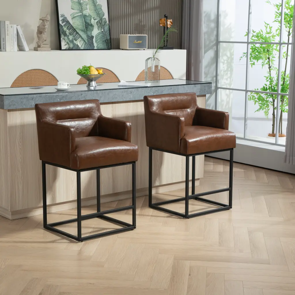 Coolmore Modern Square Counter Height Bar Stools Set 2 house hold-w1588