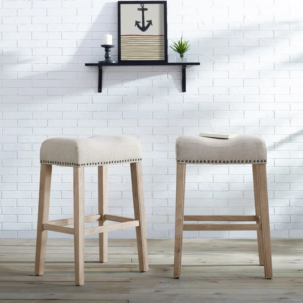 Coco Upholstered Backless Saddle Seat Bar Stools 29 Inch Height Set 2 hz