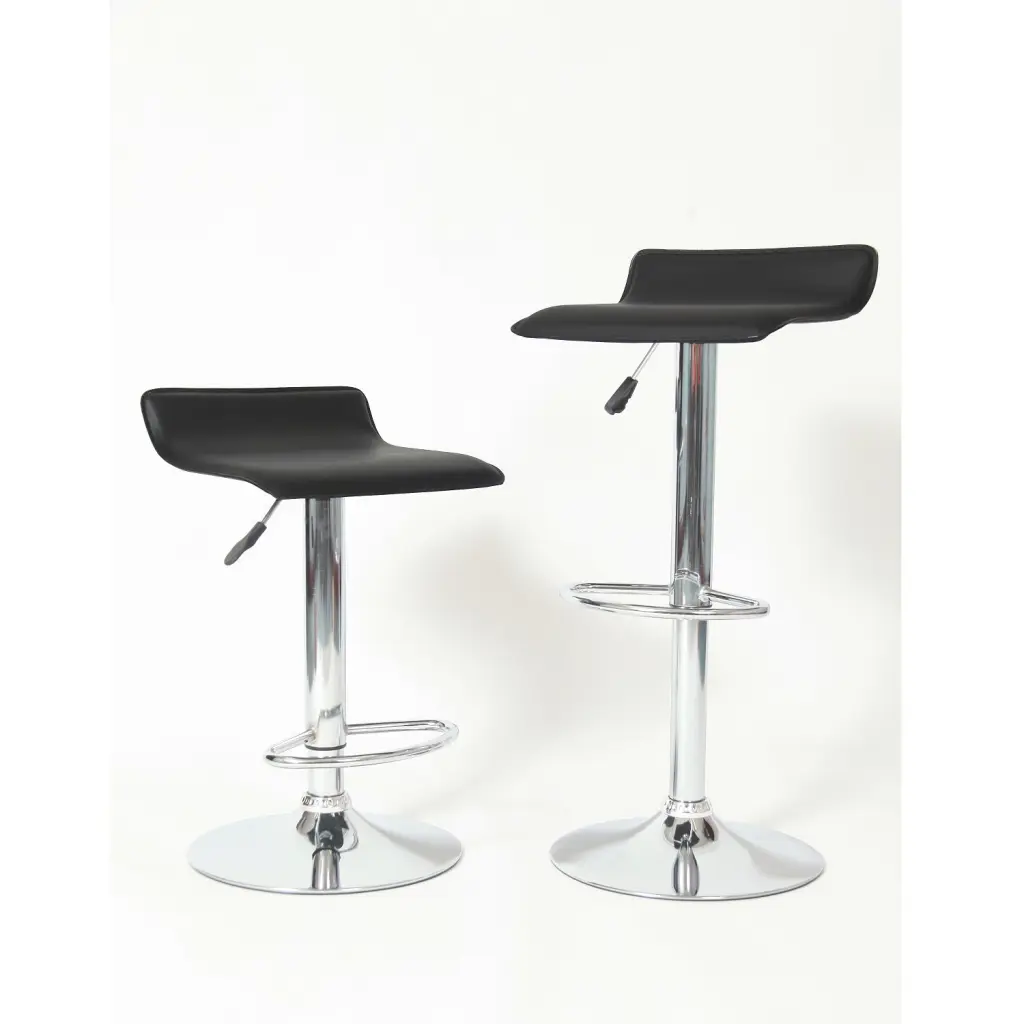 Contemporary Chrome Air Lift Customizable Swivel Stools Black Seat - Adjustable Height Bar Stools hz