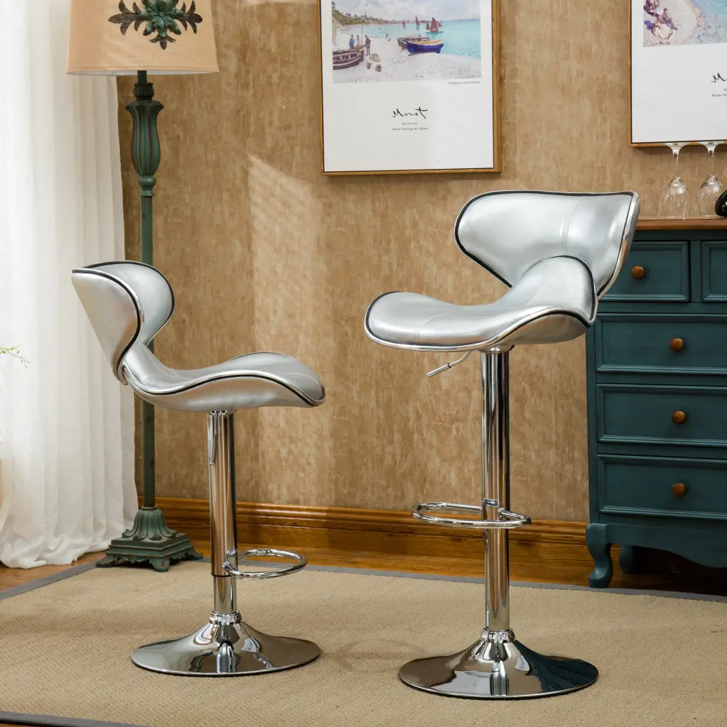 Masaccio Upholstered Airlift Adjustable Swivel Barstool Chrome Base hz