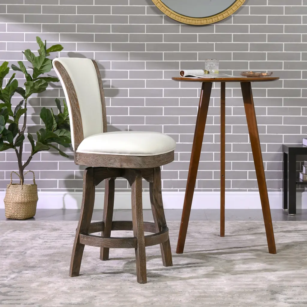 Henry 27 Armless Swivel Counter Height Bar Stool Natural White Linen jennifer taylor home