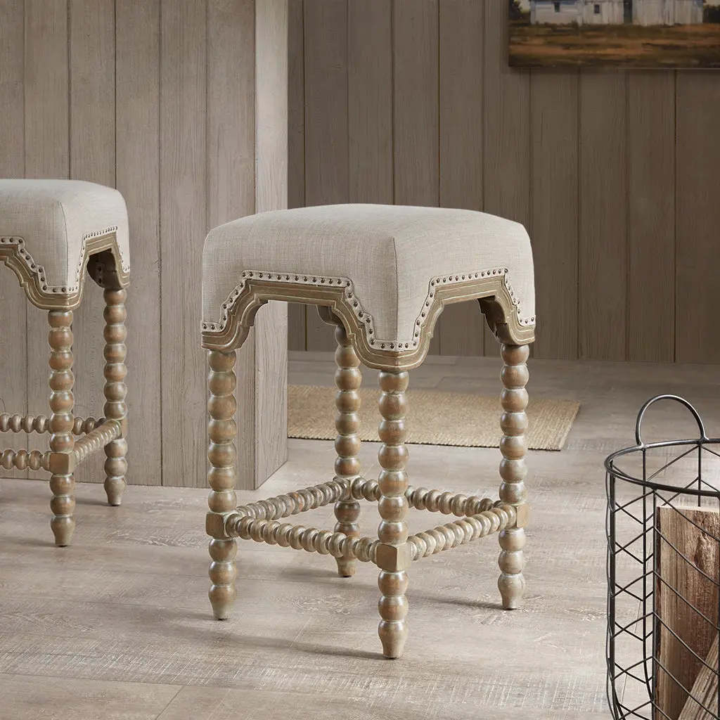 Christine Counter Stool Light Grey Polyester Modern Kitchen Stool jla