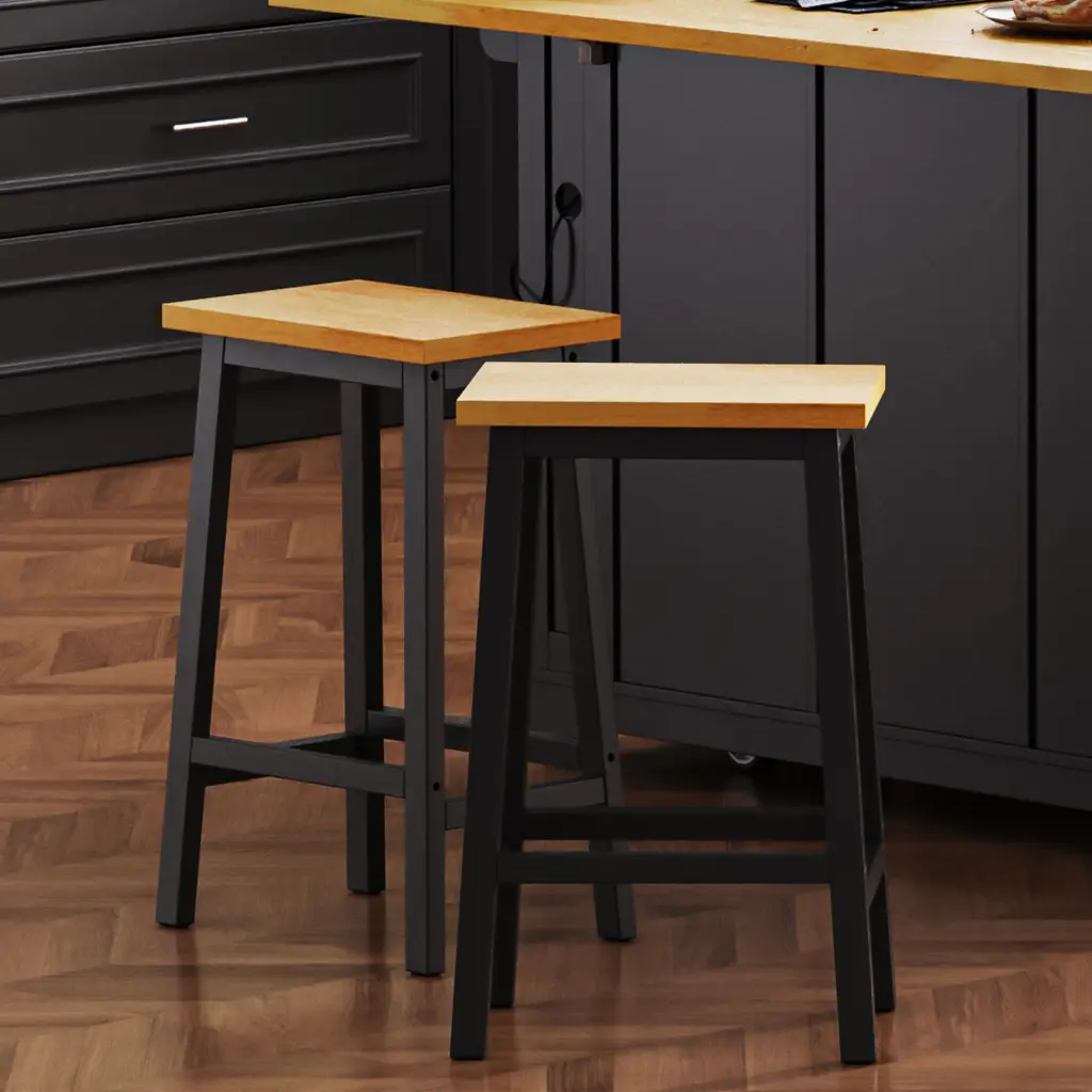K&K Solid Wood Bar Stools Set 2 25.6 Inch Tall Bar Chairs k-k store