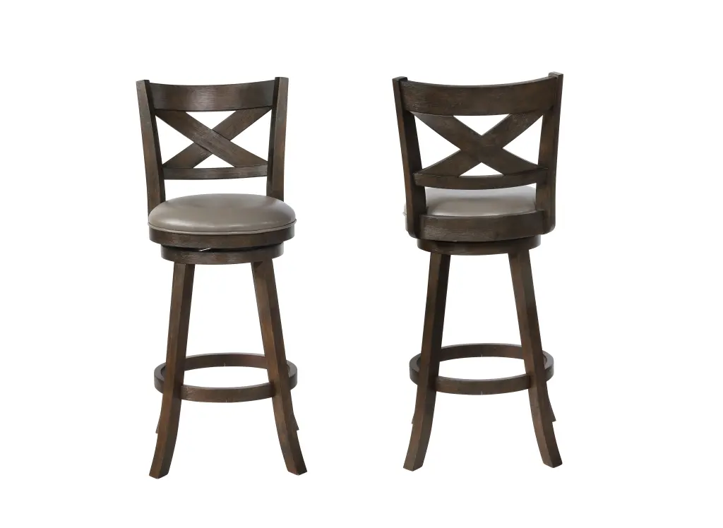 2Pc Beautiful Elegant Upholstered Swivel Chair Bar Stool Faux Hide kanepe
