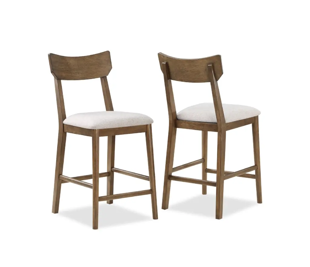 2Pc Mid Century Modern Counter Height Dining Stool Upholstered Seat Stylish Bar Stools kanepe