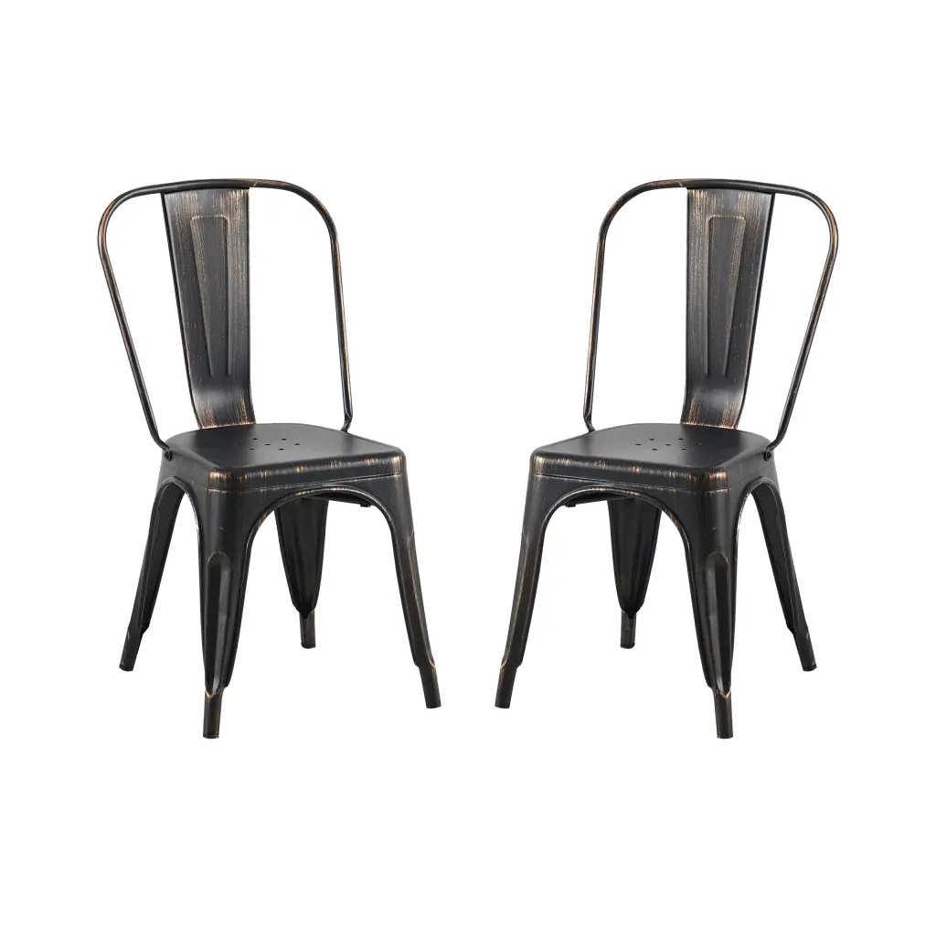 2Pc Modern Sanded Matte Black Metallic Dining Kitchen Bar Chairs Comfortable Seating kanepe
