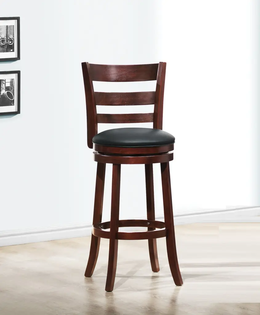 360 Degree Swivel Bar Chair Dark Cherry Finish Cozy Footrest Stool kanepe