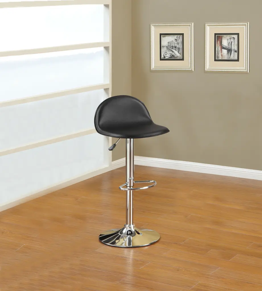 Black Faux Leather Stool Set 2 Adjustable Height Kitchen Bar Stools kanepe