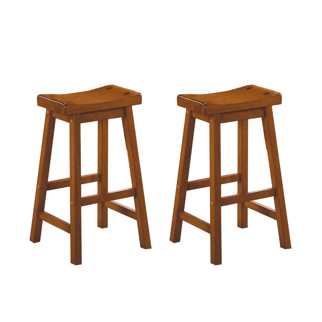 Casual Dining 29 Inch Bar Height Stools Set 2 Saddle Seat Solid Timber kanepe