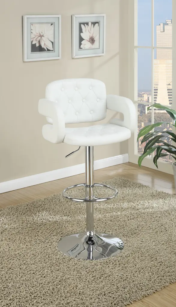 Classic Armrest Tufted White Faux Hide Upholstered Bar Stool kanepe