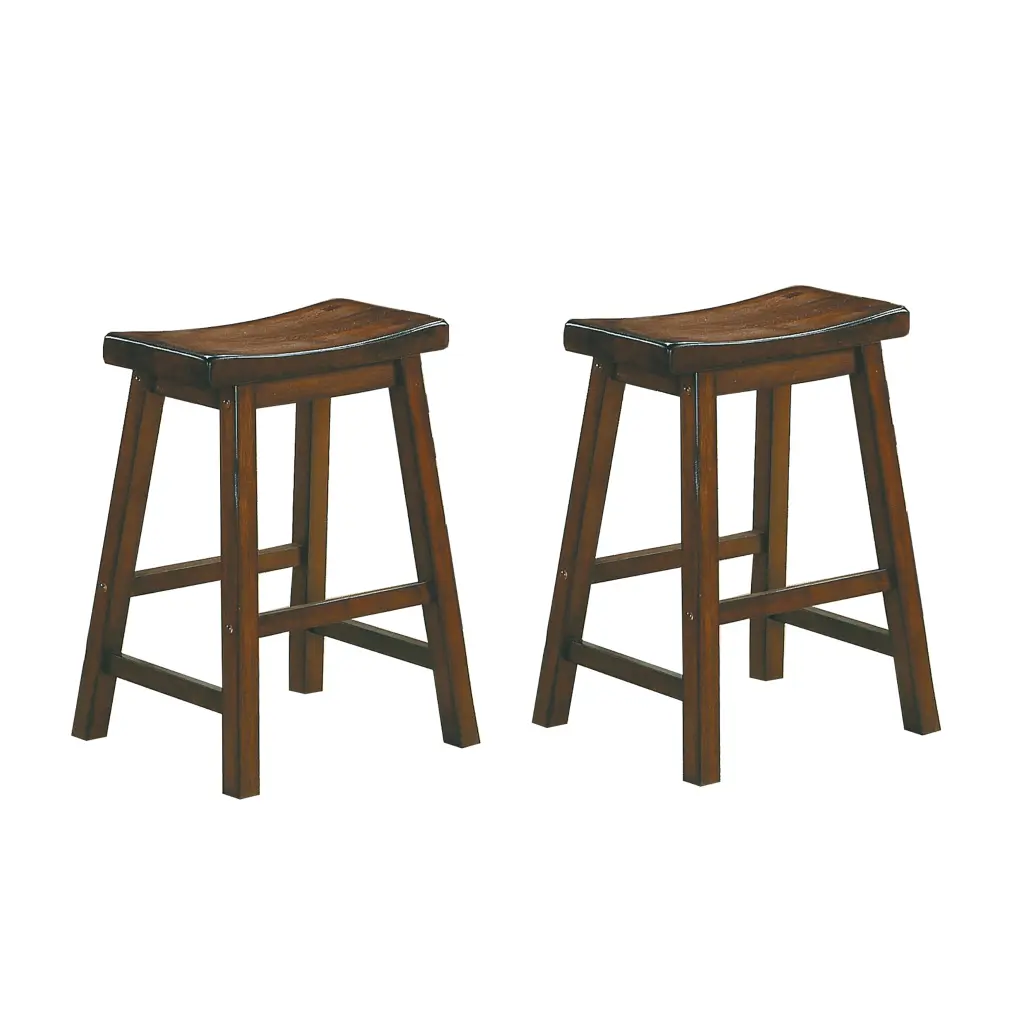 24 Inch Counter Height Stools 2Pc Set Saddle Seat Solid Wood Cherry Finish Bar Stools kanepe