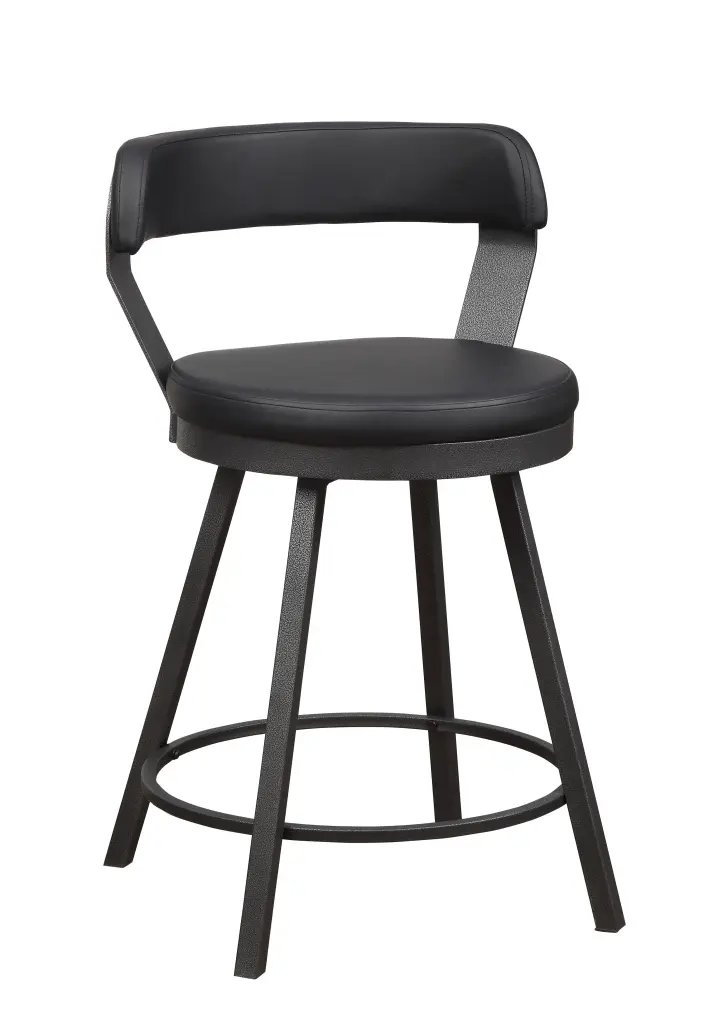 Metal Base 24 Inch Counter Height Chairs Set 2 Black Seat 360 Degree Swivel kanepe