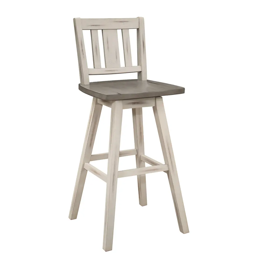 Pub Height Chairs Set 2 - Distressed Gray and White 360 Degree Swivel Bar Stools kanepe
