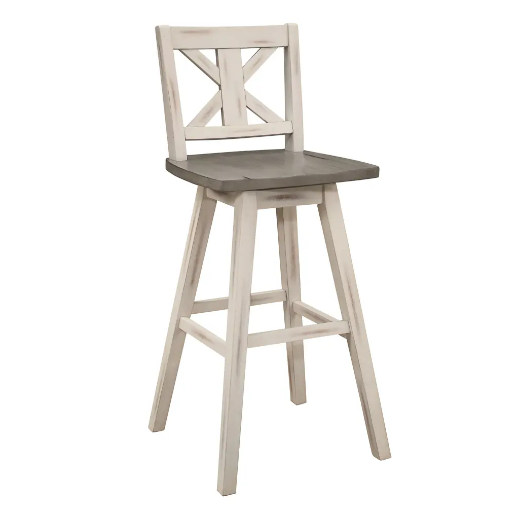Pub Height Chairs Set 2 - Distressed Gray and White 360 Degree Swivel Bar Stools kanepe