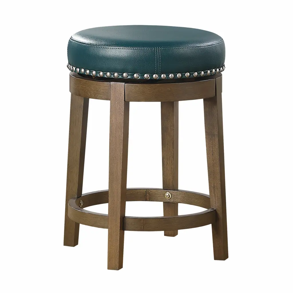 Round Swivel Counter Height Stools Set 2 - Green Faux Leather 360 Degree Stools kanepe
