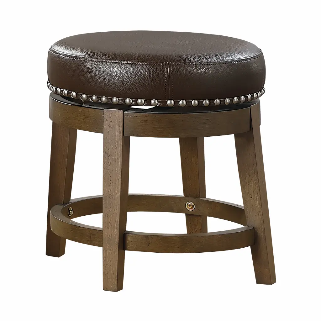 Round Swivel Stools Set 2 Brown Faux Leather 360 Degree Swivel Seat Bar Stools Backrest kanepe