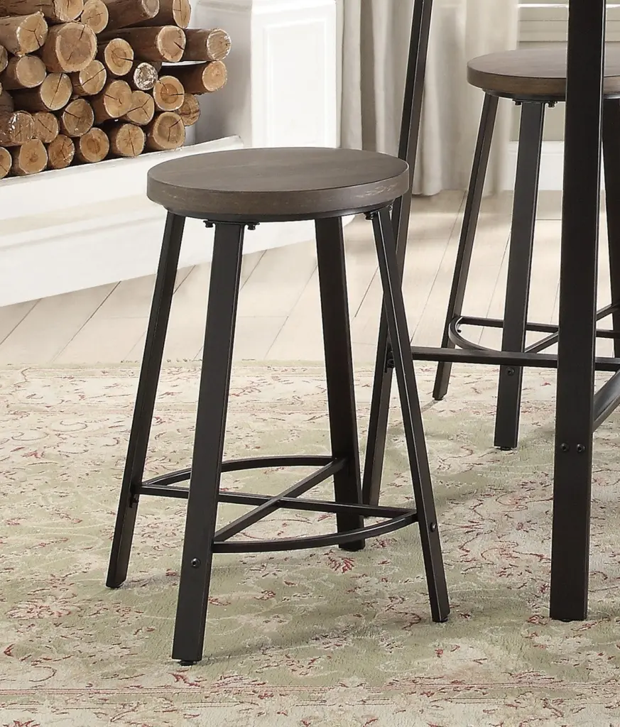 Set 2 Counter Height Stools Gray Metallic Finish Rustic Industrial Style kanepe