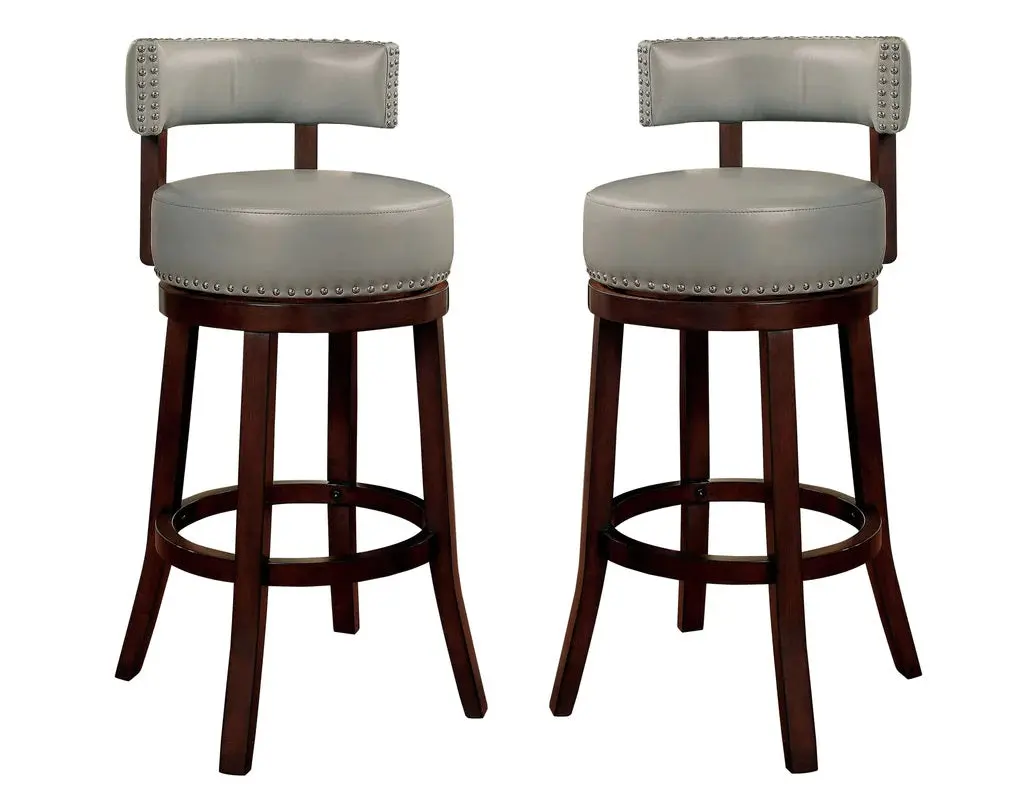 Sherly Set 2 Bar Stool 30 Inch Swivel Stool Dark Oak Wood Counter Stools kanepe