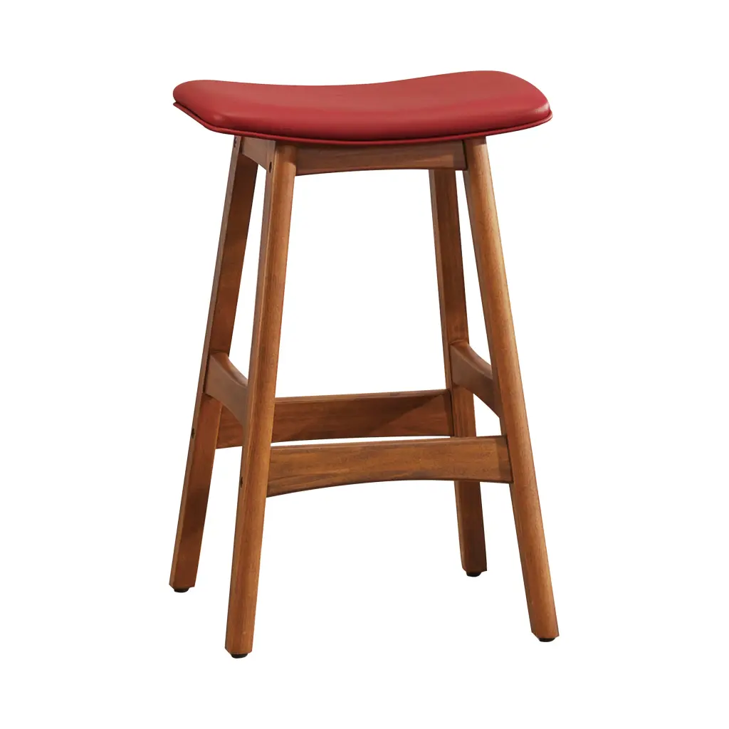 Solid Wood Walnut Finish Counter Height Stools Set 2 Red Faux Leather kanepe