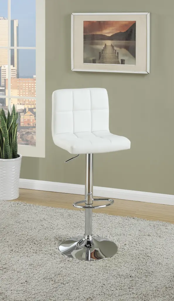 White Faux Leather Bar Stool Counter Height Chairs Set 2 Customizable kanepe