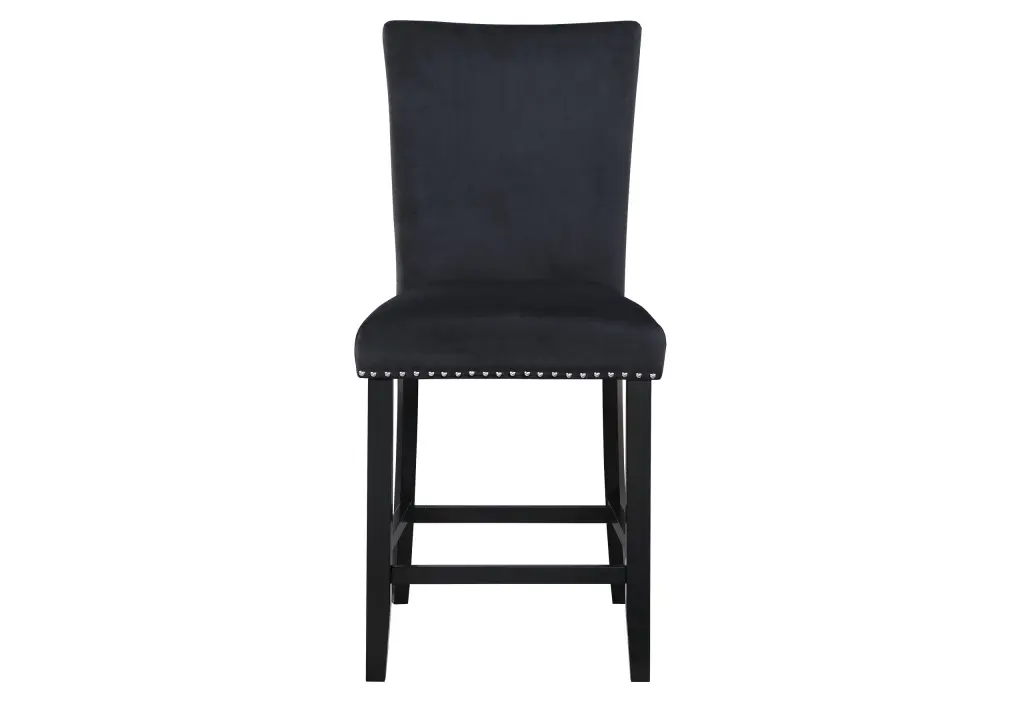 Mikha Black Bar Stools Kit 2 Black MDF Counter Height Stools luxe modern furniture