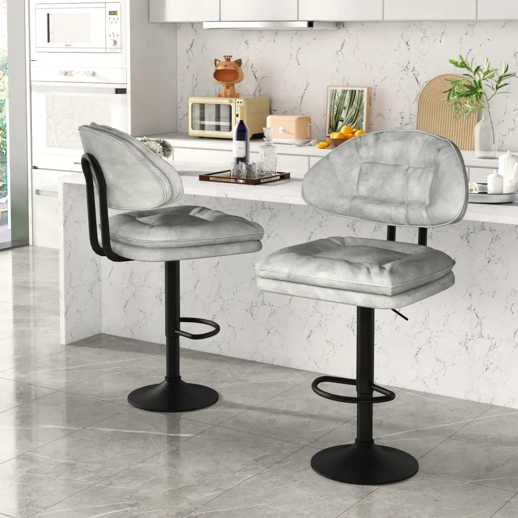 Modern Bar Stools Set 2 Comfort Fit Upholstered Bar Stools Back magic furniture