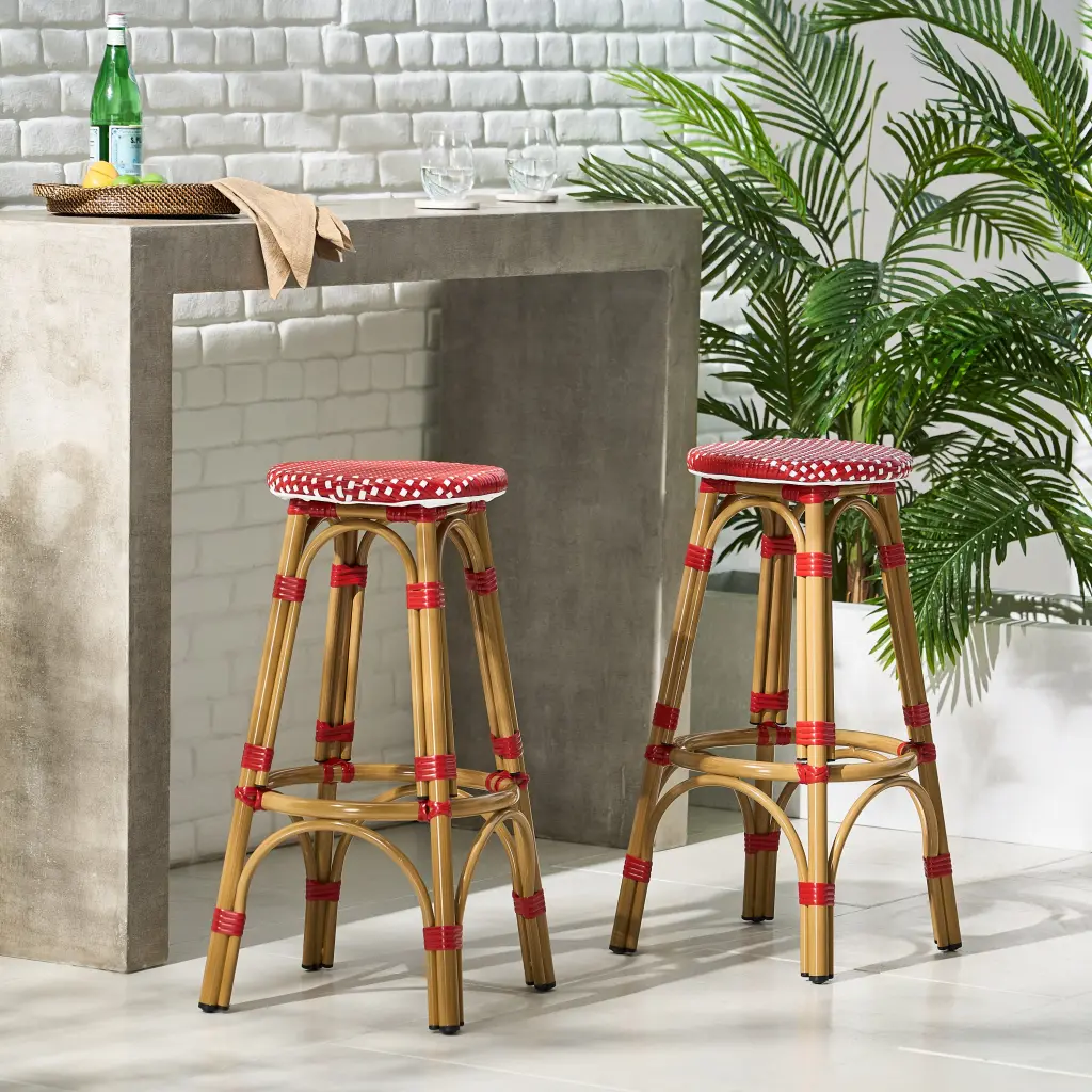 Barstool Red Wicker nh-bc furniturings