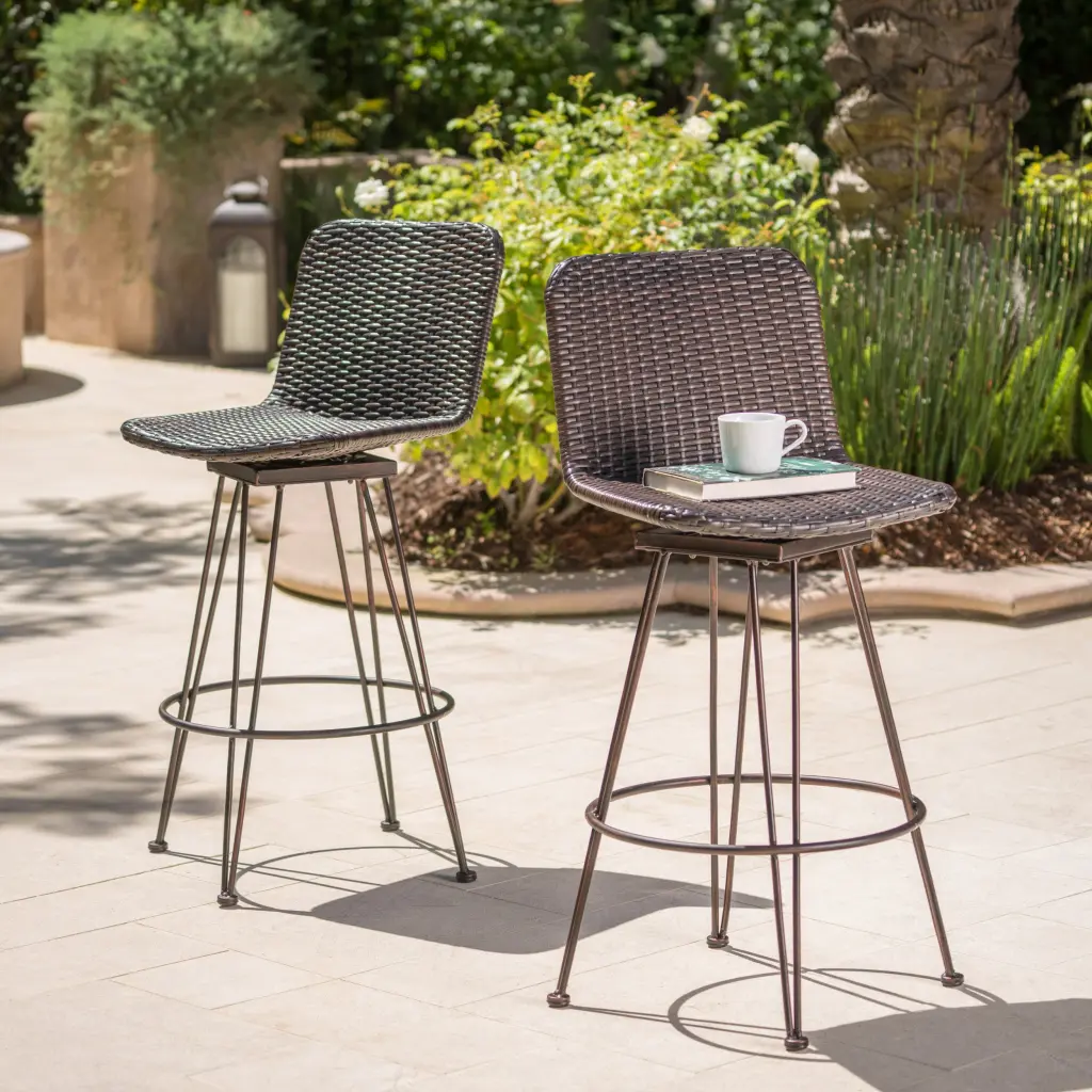 Rattan Bar Chair Brown Rattan Counter Height Stool Backrest nh-bc furniturings
