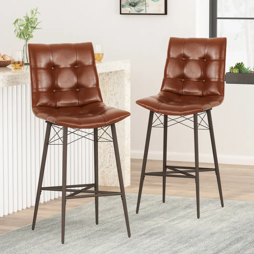Light Brown PU Bar Stool Kitchen Counter Or Bar nh-cloudhouse